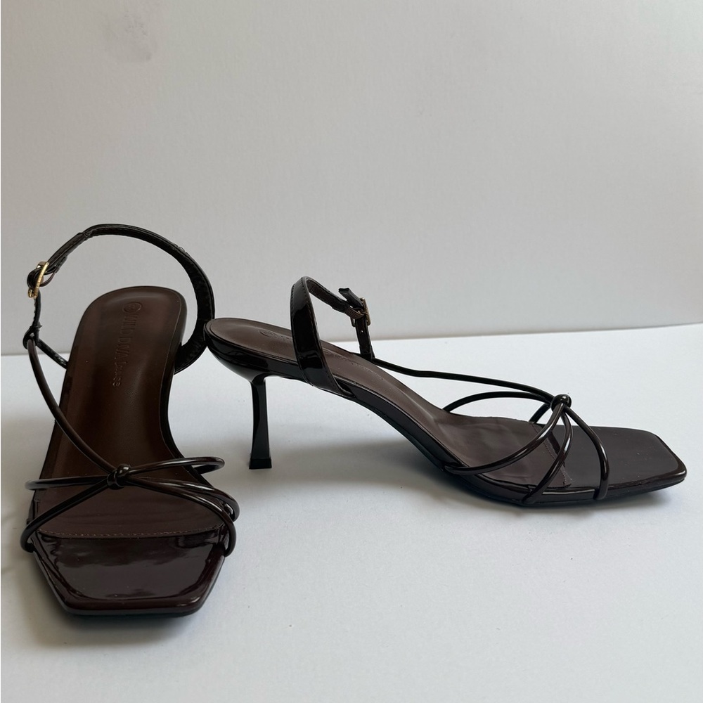 Forever 21 Dark Brown Strappy Square-Toe Heeled Sandals
